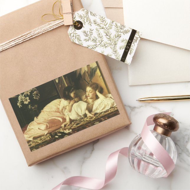 Mother and Child (aka Cherries) by Lord Leighton Rectangular Sticker (Gifting)