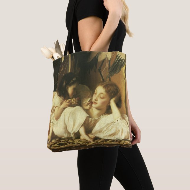 Mother and Child (aka Cherries) by Lord Leighton Tote Bag (Close Up)