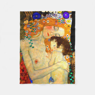 Mother and Child by Gustav Klimt Art Nouveau Fleece Blanket