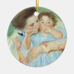 Mother and Child by Mary Cassatt, Vintage Fine Art Ceramic Tree Decoration