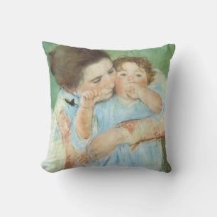 Mother and Child by Mary Cassatt, Vintage Fine Art Cushion