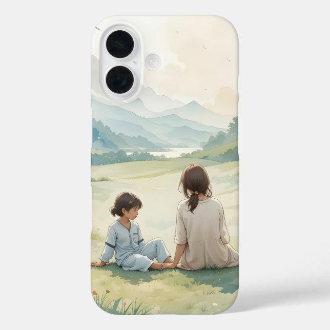 Mother and Child by the River iPhone / iPad case (Back)