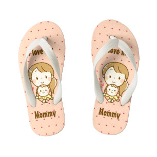 Mother and child cute kawaii cartoon kids kid's jandals