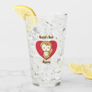 Mother and child cute kawaii cartoon mother's day glass