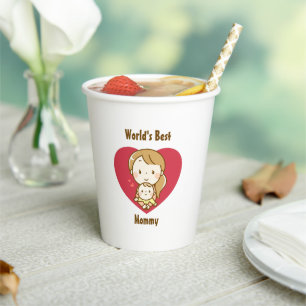Mother and child cute kawaii cartoon mother's day  paper cups