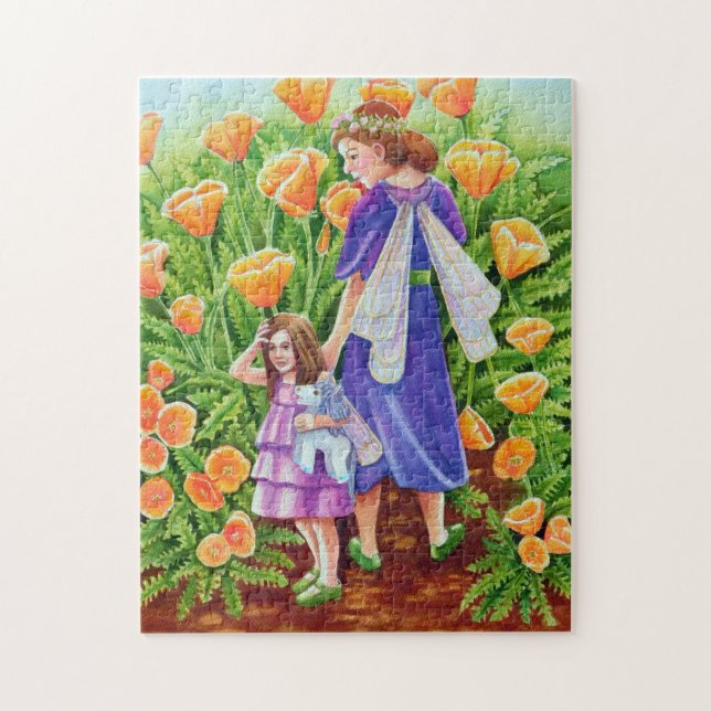 Mother and Child Fairies Poppy Field Unicorn Toy Jigsaw Puzzle (Vertical)