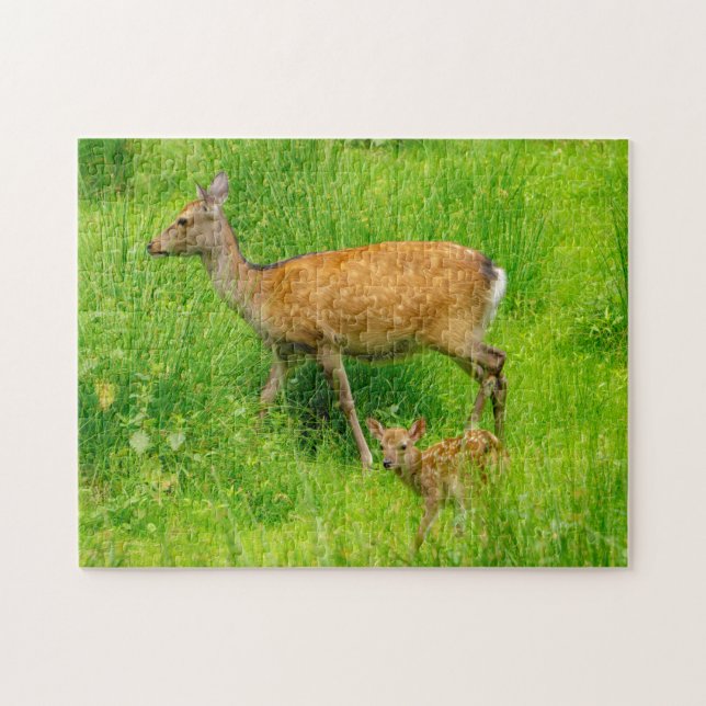 Mother and child - fallow deer with young jigsaw puzzle (Horizontal)