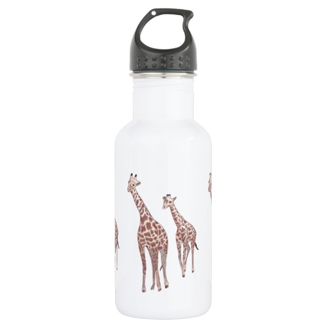 Mother and child giraffes drawing 532 ml water bottle (Front)