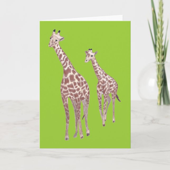 Mother and child giraffes drawing Cards (Front)