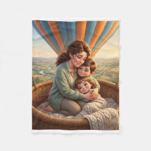 Mother And Child Hot Air Balloon Adventure Fleece Blanket