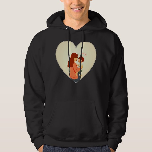 Mother and Child Love Illustration – Warm camiseta Hoodie (Front)