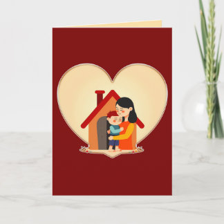 Mother and Child Love Illustration – Warm Family Card