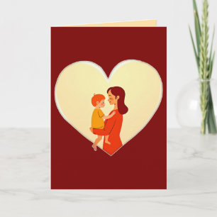 Mother and Child Love Illustration – Warm Family Card