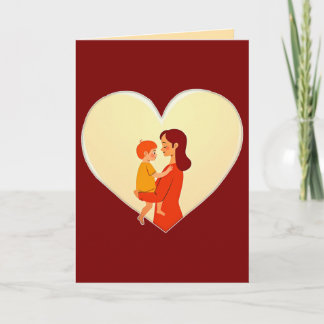 Mother and Child Love Illustration – Warm Family Card