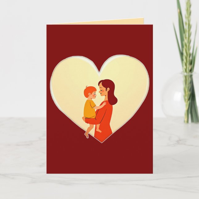 Mother and Child Love Illustration – Warm Family Card (Front)