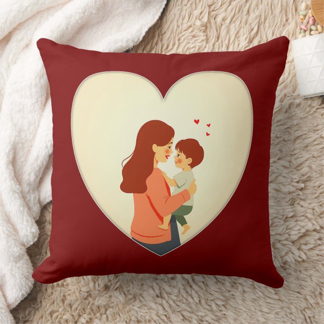 Mother and Child Love Illustration – Warm Family Cushion (Blanket)