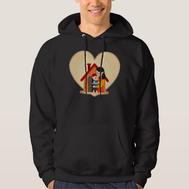 Mother and Child Love Illustration – Warm Family Hoodie (Front)
