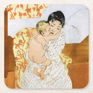 Mother and Child, Mary Cassatt Square Paper Coaster