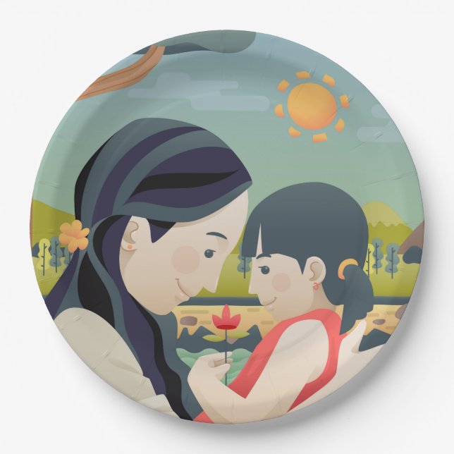 Mother and  Child Mother's Day | Paper Plate (Front)
