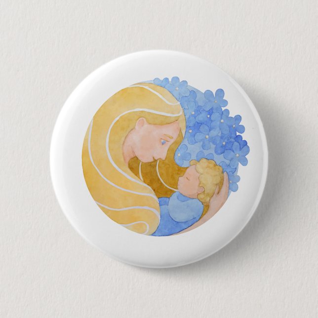Mother and Child Mother's Day | Pin Button (Front)