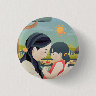 Mother and  Child Mother's Day   Pin Button