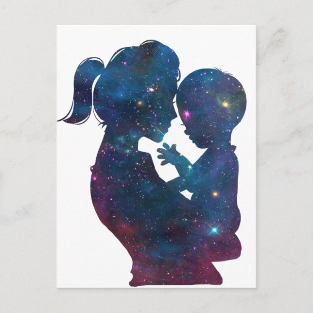Mother And Child Mothers Day Silhouette Announcement Postcard (Front)
