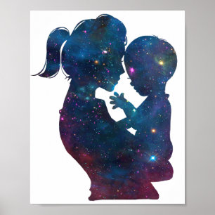 Mother And Child Mothers Day Silhouette Poster