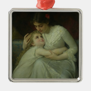 Mother and Child (oil on canvas) Metal Tree Decoration