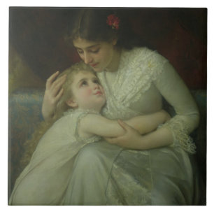 Mother and Child (oil on canvas) Tile