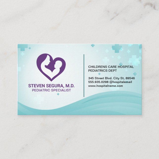 Mother and Child | Purple Heart  Business Card (Front)