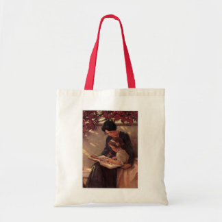 Mother and Child Reading Tote Bag