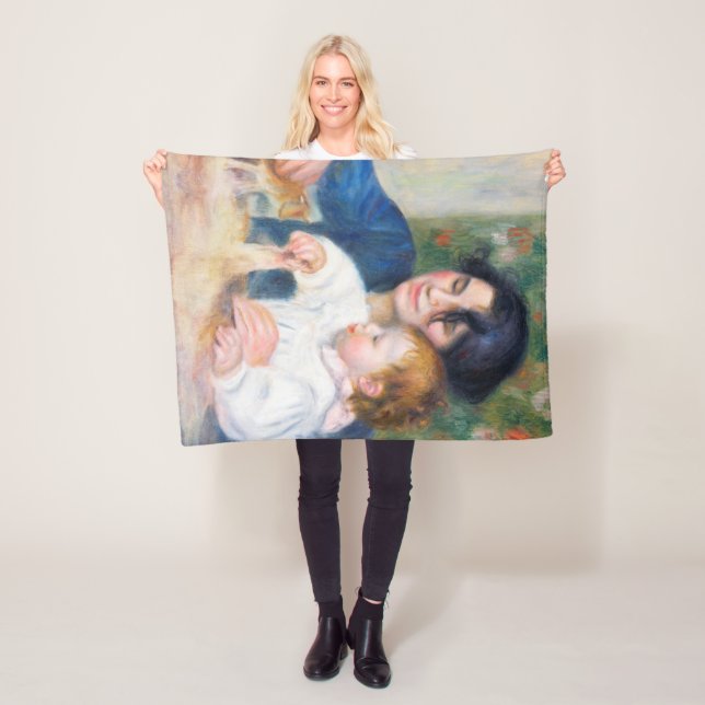Mother and Child, Renoir Fleece Blanket (In Situ)