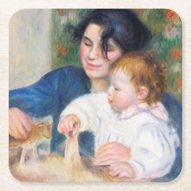 Mother and Child, Renoir Square Paper Coaster (Front)