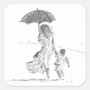 Mother and Child Sri Lanka Square Sticker