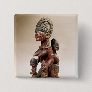 Mother and children 15 cm square badge
