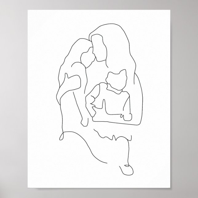 Mother and Children Art, Family Art Print, Mother  Poster (Front)