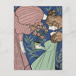 Mother and Daughter - Art Nouveau Postcard
