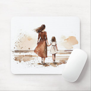 Mother And Daughter Beach Painting Mouse Pad