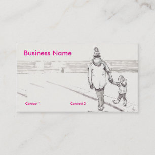Mother and daughter beach walk business card