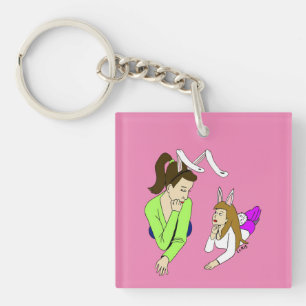 mother and daughter bunnygirls key ring