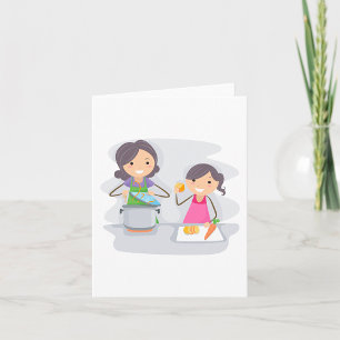 Mother And Daughter Cooking Card