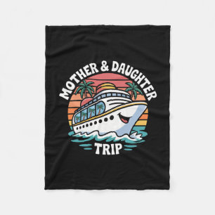 Mother And Daughter Cruise Trip Ship Sunset  Fleece Blanket