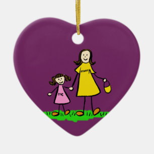 Mother and Daughter Custom Family Art Ornaments