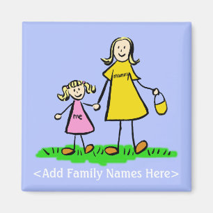 Mother and Daughter Custom Family Character Magnet
