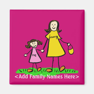 Mother and Daughter Custom Family Character Magnet