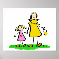 Mother and Daughter Custom Family Character Poster