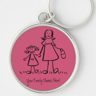 Mother and Daughter Custom Family Name Keychain