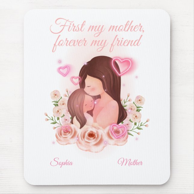 Mother and Daughter, Custom Names Mouse Pad (Front)