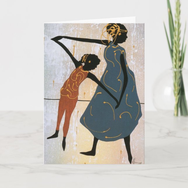 Mother and Daughter dancing birthday Card (Front)