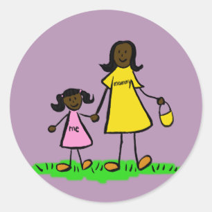 Mother and Daughter Family Characters Art Stickers